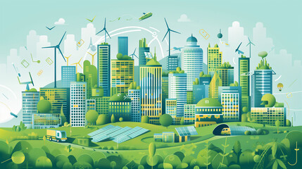 Green future city illustration