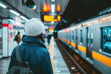 Man Waiting at Train Station