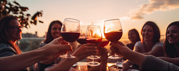 People celebrate and having fun and drinking vine