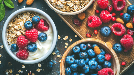 Yogurt Bowls with Berries and Almonds