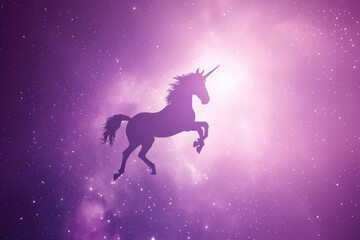 Obraz na płótnie Canvas Unicorn Flying in Night Sky