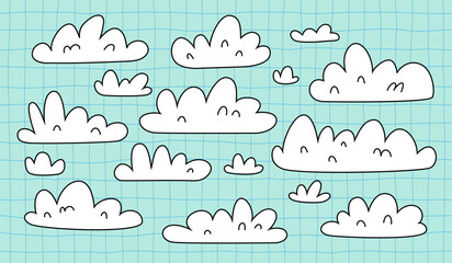 Cartoon Vector Clouds. Flat Comic Graphic. Abstract Cloudy Sky. Isolated Cloud Shapes