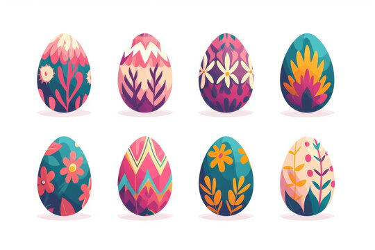 Set of Six Colored Easter Eggs