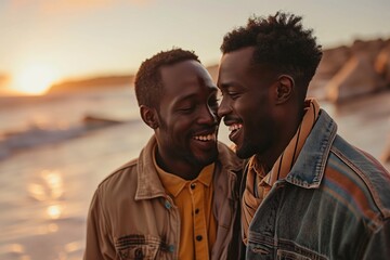 Romantic gay couple embracing each other