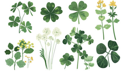 Fototapeta premium A vibrant collection of green and yellow flowers and leaves. Suitable for various uses