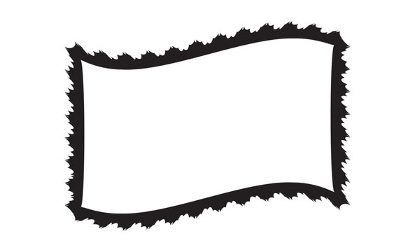 Flag shaped empty stamp, retro photo frame vector illustration. Vintage black frame on white background. Border design to use in photo mockup, email, newsletter business communication projects.
