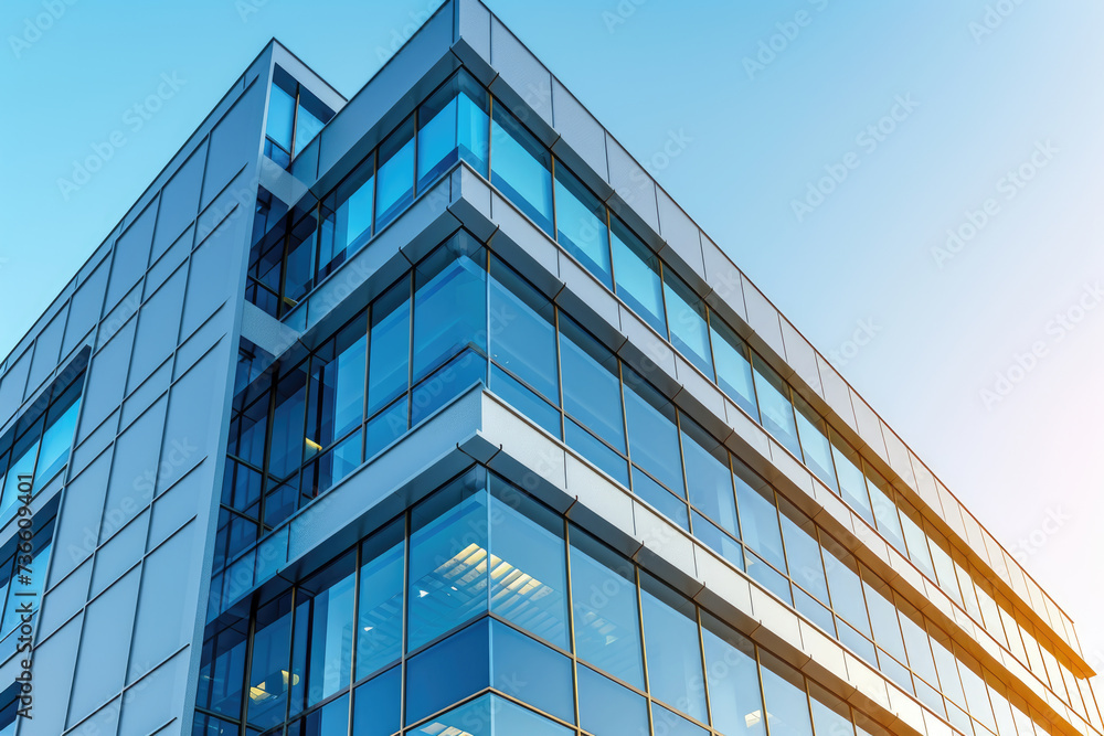 Aufkleber a picture of a tall building with numerous windows and a prominent clock. this image can be used to 