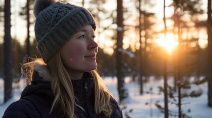 A woman hiking in the mountains. Suitable for travel and adventure-related content