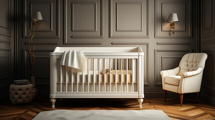 Classic style baby crib - obrazy, fototapety, plakaty