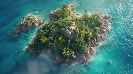 Foto op Canvas A drone view captures a spectacular island surrounded by the crystal clear sea the realism highlighting every breathtaking detail © JR-50