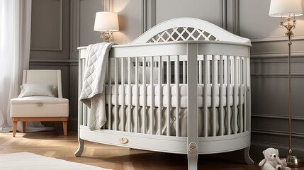 Classic style baby crib - obrazy, fototapety, plakaty