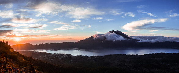 Panoramic view of the volcano, Batur Mountain, Bali, Indonesia
