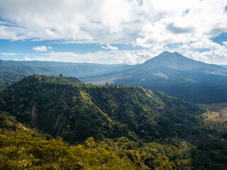 Fototapeta na wymiar The view of volcanic terrain after eruption of Batur Mountain in Bali, Indonesia.