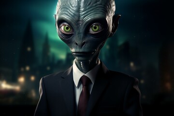 Strategic Politician alien. Monster scary fiction. Generate Ai