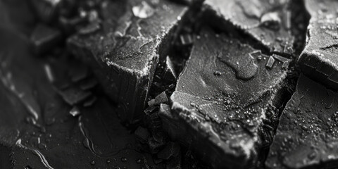 A close-up view of a piece of chocolate on a table. Perfect for food and dessert-related projects