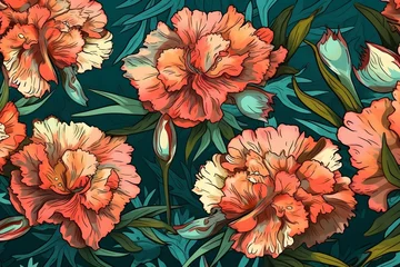 Deurstickers PC0005264 hand-arranged carnation flower summer wallpaper, expressionism art style, high resolution, clean detailed © casey