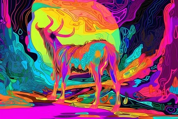 PC0004871 caddie of cadboro bay, bewildering mystical creature, isolated on neon background, abstract expressionist art style, high resolution, clean detailed - obrazy, fototapety, plakaty