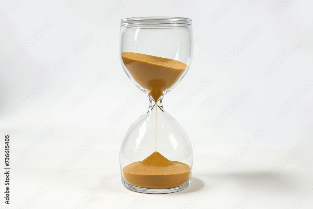 Poster an hourglass with sand running through it. can be used to symbolize the passing of time or to create