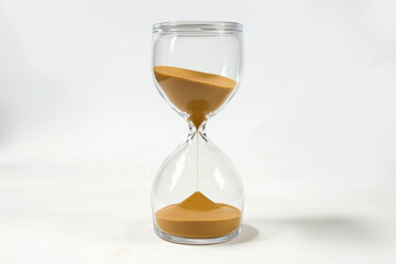 An hourglass with sand running through it. Can be used to symbolize the passing of time or to create a sense of urgency