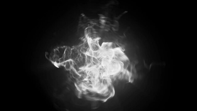 Wispy smoke in motion inside sphere. perfect for logos and overlay effect. gas, smoke, fluid isolated on black background. Plasma, mist, chemical effect. Abstract shapes. 3D render 4K loop