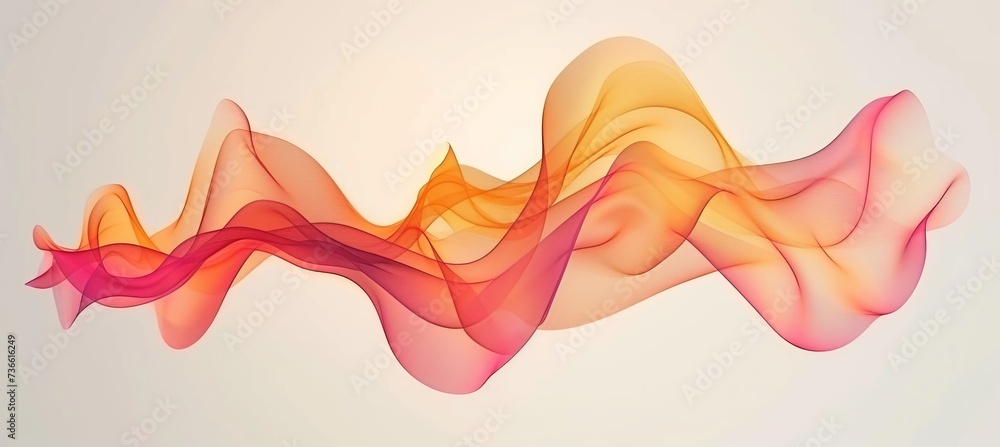 Poster abstract red and orange delicate soft waves flowing design background modern digital art concept