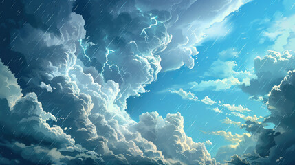 Fototapeta na wymiar Sky with Clouds and Rain