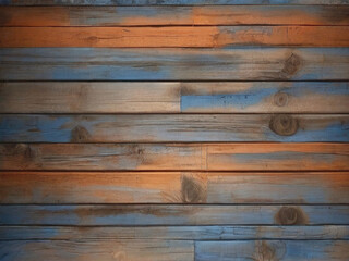 Naklejka premium orange and blue and brown and dark and dirty wood wall wooden plank board texture background