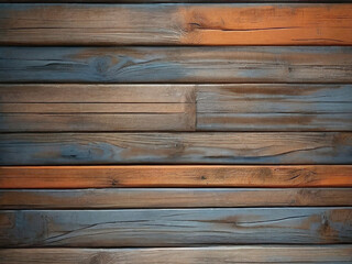 Fototapeta premium orange and blue and brown and dark and dirty wood wall wooden plank board texture background