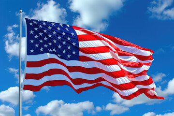 Fototapeta premium Large American Flag Flying in Wind