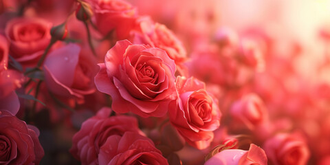 Close Up of Pink Roses - obrazy, fototapety, plakaty