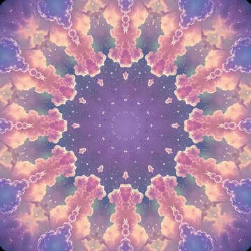 Muted Pastel Spring Cloud Kaleidoscope Mandala
