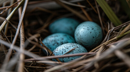 Naklejka na ściany i meble Blue Eggs in Nest