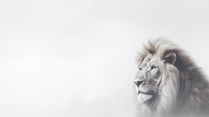 Big lion animal on white isolate background - obrazy, fototapety, plakaty