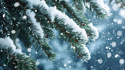 Snow-covered Pine Tree Close Up