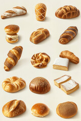 Assorted Breads and Pastries on White Surface