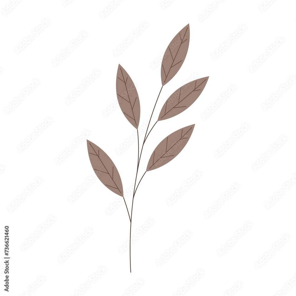 Wall mural leaves branch flat design vector illustration