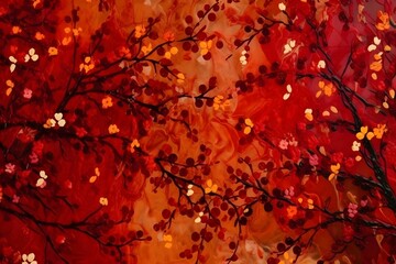 PC0002306 red intense spring wallpaper, post-impressionism art style, high resolution, clean detailed