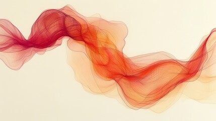 Abstract red and orange delicate soft waves flowing design background in modern digital art concept