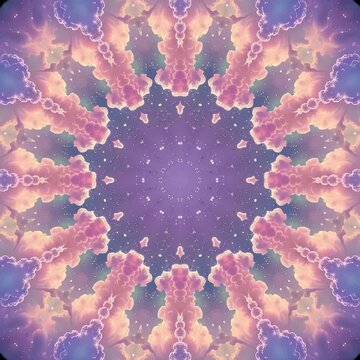 Muted Pastel Spring Cloud Kaleidoscope Mandala