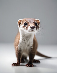 full body of a Weasel, isolated white background

