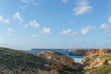 Fototapeta na wymiar Path down to at Praia do Tonel beach, Sagres, Algarve, Portugal