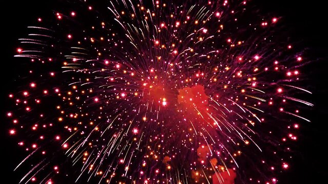 Fireworks show. New year's eve fireworks celebration. 
