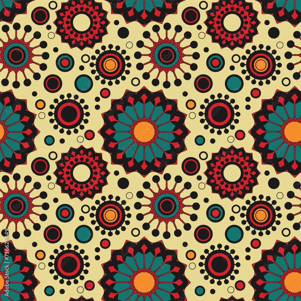 Leinwandbilder seamless pattern with randomly placed round decorative elements. color version no. 2. vector illustr