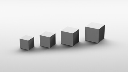 Gray cubes. Geometric shapes cubes, squares. Cubes concept, banner.3D render