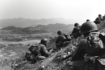 soldiers on the battlefield in the Korean War