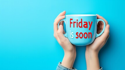 Happy morning concept with coffee cup and  friday is soon  text for positive start to the day