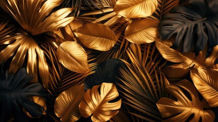 golden tropical leaf background
