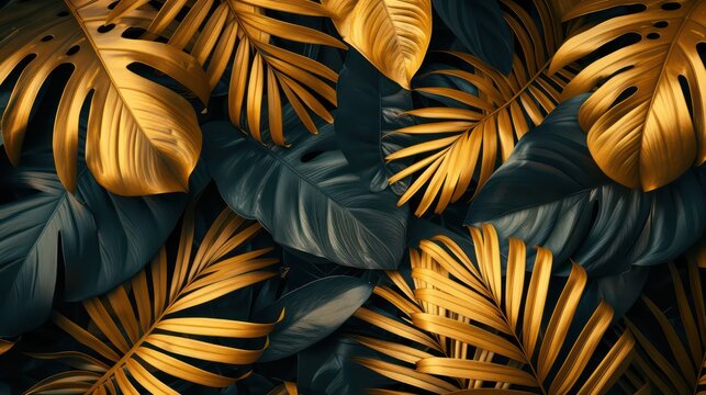 golden tropical leaf background