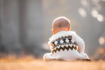 child playing with snow