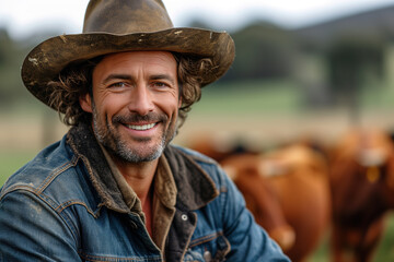 Obraz premium Portrait of a handsome smiling farmer